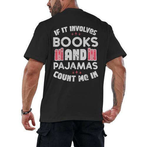 Books Pajamas Read Reading Book Librarian Women Girls Men's Back Print T-Shirt - Bookorys AU