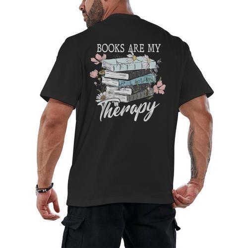 Books Are My Therapy Summer Reading Book Lovers Men's Back Print T-Shirt - Bookorys
