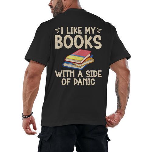 I Like My Books With a Side Of Panic Thriller Men's Back Print T-Shirt - Bookorys UK