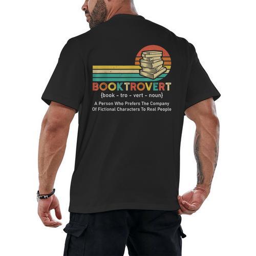 Booktrovert Definition Book Lover Men's Back Print T-Shirt - Bookorys AU