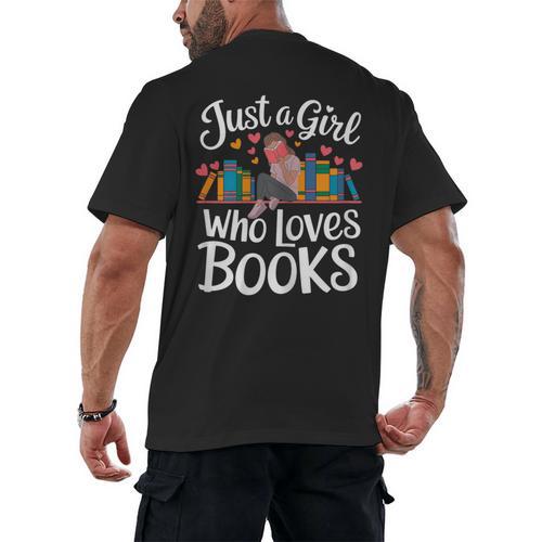 Bookworm Book Just A Girl Who Loves Books Men's Back Print T-Shirt - Bookorys AU