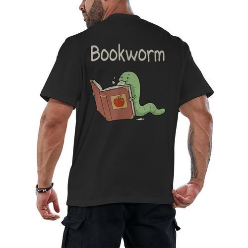 Bookworm Worm Reading Book Lover Read Books Librarian Men's Back Print T-Shirt - Bookorys DE