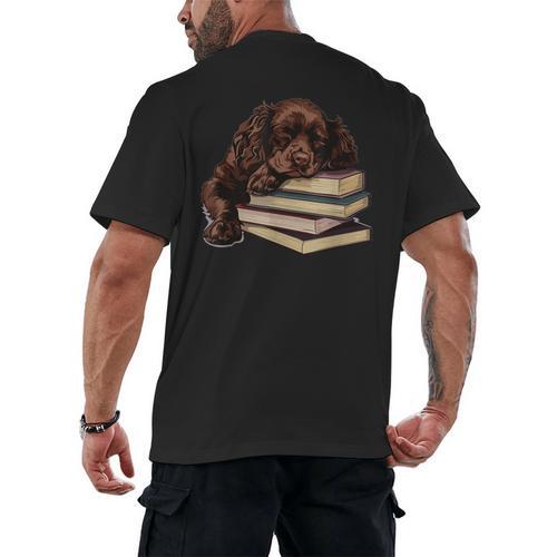 Boykin Spaniel Books Dog Breed Graphic Men's Back Print T-Shirt - Bookorys DE
