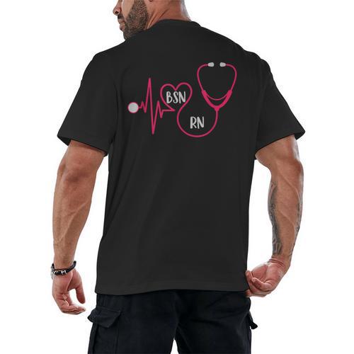 BSN RN EKG Heart Stethoscope Registered Nurse Graduation Men's Back Print T-Shirt - Best Gift Smart