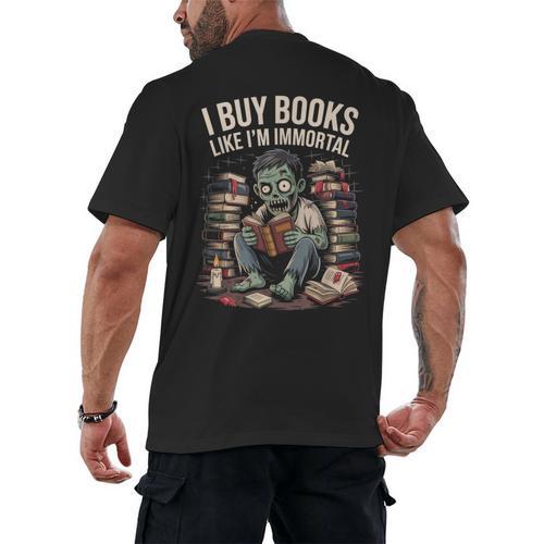 I Buy Books Like I'm Immortal Bookworm Bookish Humor Vintage Men's Back Print T-Shirt - Bookorys DE
