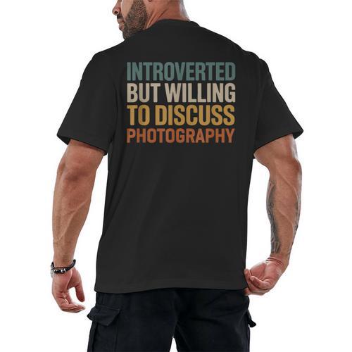 Camera Lover Introverted But Willing To Discuss Photography Men's Back Print T-Shirt - Raresse