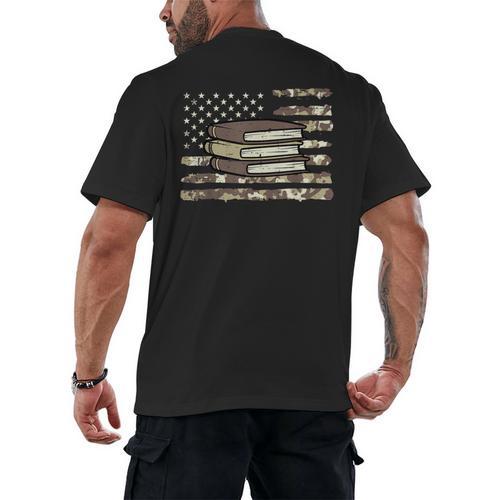 Camo Across America Read Reading Book Librarian Men Women Men's Back Print T-Shirt - Bookorys UK