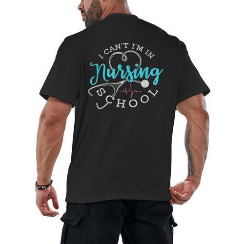 I Can't I'm In Nursing School Nurse Graduation Men's Back Print T-Shirt - Best Gift Smart