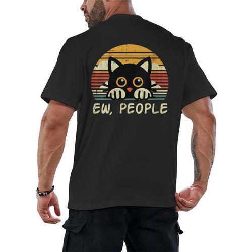 Cat Eww People Introvert Meme Women Men Kids Men's Back Print T-Shirt - Raresse