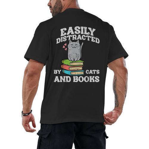 Cats And Books Read Reading Librarian Book Across America Men's Back Print T-Shirt - Bookorys