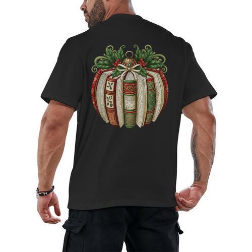 Christmas Book Ornament Bookworm Book Lover Men Women Men's Back Print T-Shirt - Bookorys DE