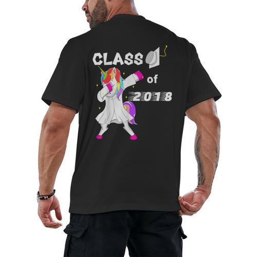 Class Of 2018 Graduation Him Her Unicorn Dabbing Shirt Men's Back Print T-Shirt - Best Gift Smart