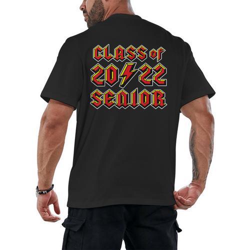 Class 2022 Senior 80s 90s Rock Retro Vintage Graduation Men's Back Print T-Shirt - Best Gift Smart