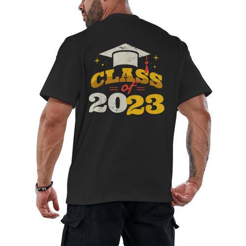 Class Of 2023 School Graduation Vintage Retro Class Of 2023 Men's Back Print T-Shirt - Best Gift Smart