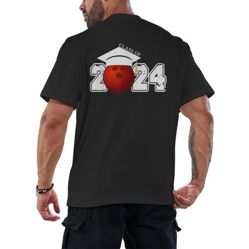 Class Of 2024 Graduation For Him Her Bowling Sports Men's Back Print T-Shirt - Best Gift Smart