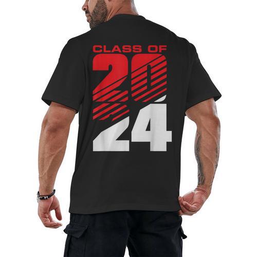 Class Of 2024 High School Senior Graduation Red Sports Style Men's Back Print T-Shirt - Best Gift Smart