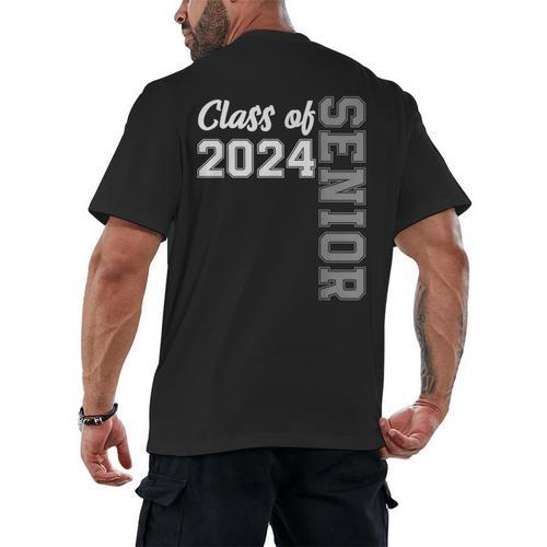 Class Of 2024 Senior 24 Shirt High School Graduation Party Men's Back Print T-Shirt - Best Gift Smart