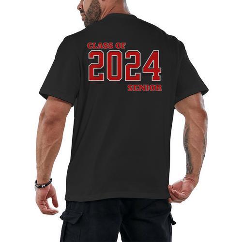 Class Of 2024 Senior Back To School Vintage Graduation Tee Men's Back Print T-Shirt - Best Gift Smart