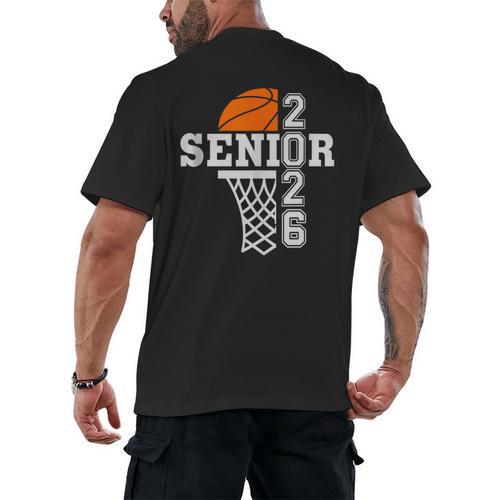 Class Of 2026 Basketball Senior 26 Player Team Graduation Men's Back Print T-Shirt - Best Gift Smart
