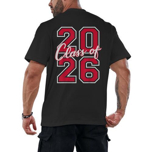 Class Of 2026 Graduation Red With Varsity Letters Men's Back Print T-Shirt - Best Gift Smart