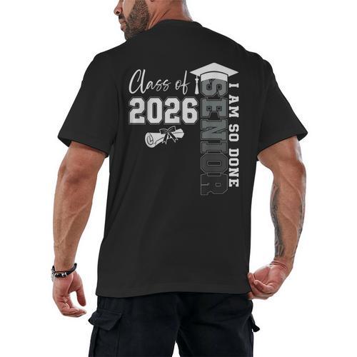 Class Of 2026 Senior 2026 Graduation Decoration Men Senior Men's Back Print T-Shirt - Best Gift Smart