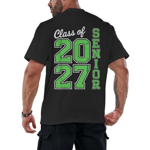 Class Of 2027 Senior 27 High School Graduation Senior 2027 Men's Back Print T-Shirt - Best Gift Smart