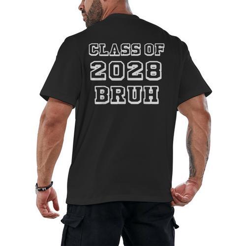 Class Of 2028 Bruh Graduation School Leavers Students Men's Back Print T-Shirt - Best Gift Smart