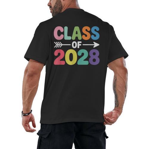 Class Of 2028 Colorful Graduation Men's Back Print T-Shirt - Best Gift Smart
