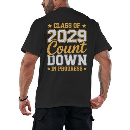 Class Of 2029 Count Down Fun First Day 8th Grade Graduation Men's Back Print T-Shirt - Best Gift Smart