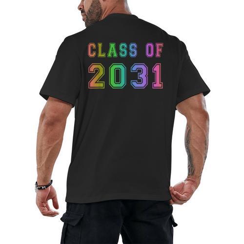 Class Of 2031 High School Graduation Date Kindergarten Shirt Men's Back Print T-Shirt - Best Gift Smart