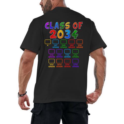 Class Of 2034 Grow With Me Graduation First Day Of School Men's Back Print T-Shirt - Best Gift Smart