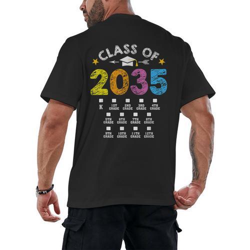 Class Of 2035 Grow With Me Checklist Graduation Men's Back Print T-Shirt - Best Gift Smart