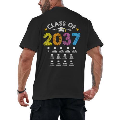 Class Of 2037 Grow With Me Checklist Graduation Men's Back Print T-Shirt - Best Gift Smart