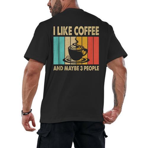 I Like Coffee And Maybe 3 People Introvert Anti-Social Men's Back Print T-Shirt - Raresse