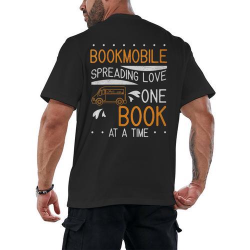 Cool Bookmobile Librarian Spreading Love One Book At A Time Men's Back Print T-Shirt - Bookorys AU