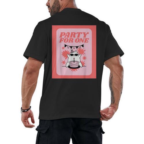Cool Fun Cute Party Introvert Cat Character Men's Back Print T-Shirt - Raresse