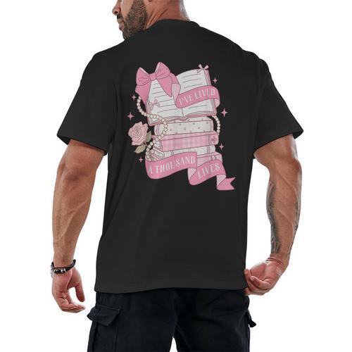 Coquette Reading Book Lover Pink Bow Bookish Mom & Daughter Men's Back Print T-Shirt - Bookorys
