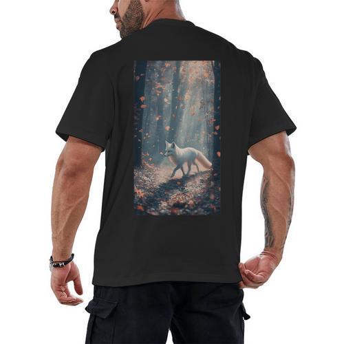 Cottagecore Fox Fox Books Flowers Wildlife Nature Men's Back Print T-Shirt - Bookorys DE