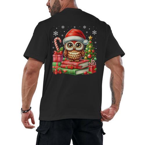 Cottagecore Owl Witch Hat On Book Pumpkin Christmas Costume Men's Back Print T-Shirt - Bookorys DE