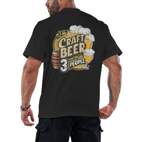 Craft Beer Lover Introverted & Hoppy Men's Back Print T-Shirt - Raresse