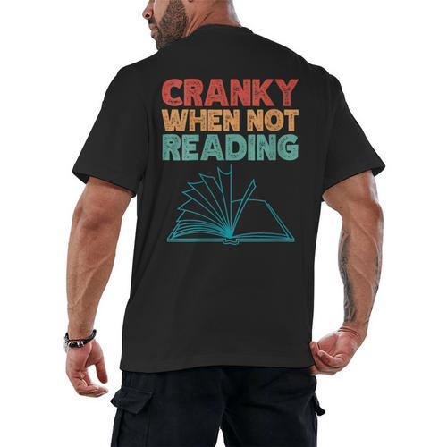 Cranky When Not Reading Retro Vintage Book Lover Men's Back Print T-Shirt - Bookorys CA