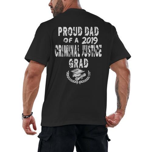 Criminal Justice Grad Proud Dad Vintage Graduation T Shirts Men's Back Print T-Shirt - Best Gift Smart