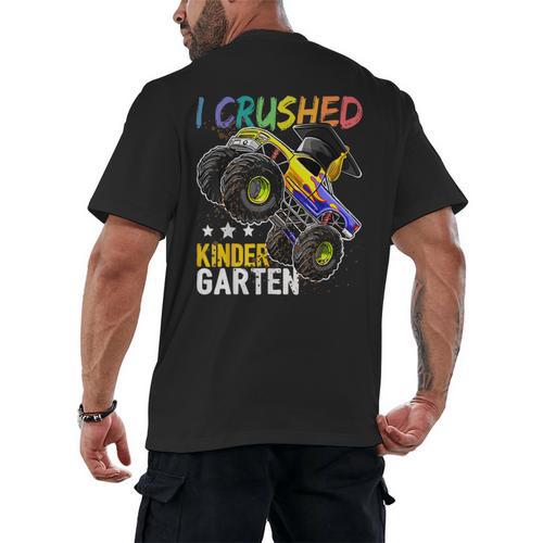 I Crushed Kindergarten Monster Truck Graduation Boys Small Men's Back Print T-Shirt - Best Gift Smart