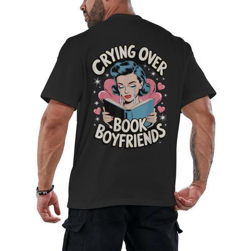 Crying Over Book Boyfriends Men's Back Print T-Shirt - Bookorys