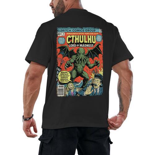 Cthulhu Lord Of Madness Vintage Comic Book Cover Men's Back Print T-Shirt - Bookorys