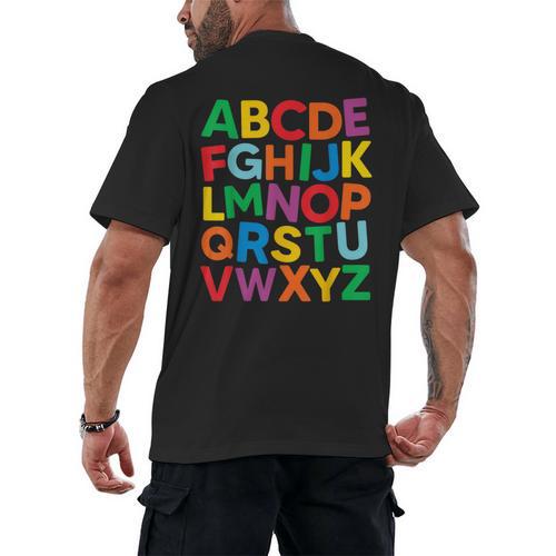 Cute ABCs Shirt Alphabet Colorful Letters Reading Books Kids Men's Back Print T-Shirt - Bookorys DE