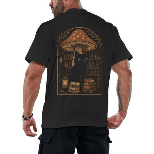 Cute Cat Grunge Cottagecore Therian Clothing Book Lover Men's Back Print T-Shirt - Bookorys AU