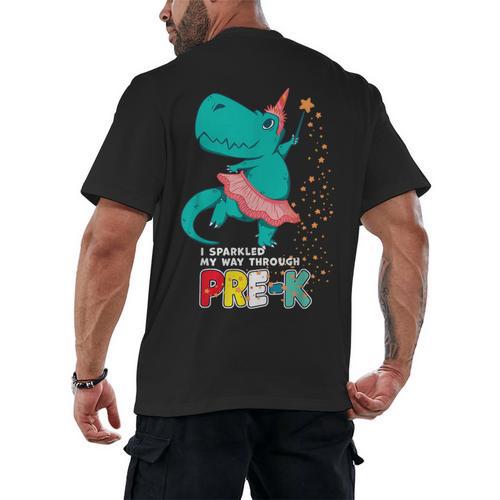 Cute Magical Ballerina Dino Unicorn Pre-K Graduation Men's Back Print T-Shirt - Best Gift Smart