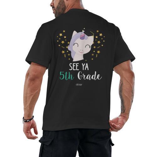 Cute Unicorn See Ya 5th Grade Graduation Shirt Men's Back Print T-Shirt - Best Gift Smart