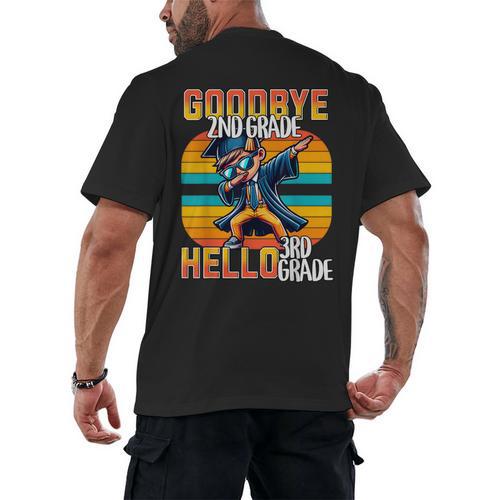 Dabbing Boy Goodbye 2nd Grade Hello 3rd Grade Graduation Men's Back Print T-Shirt - Best Gift Smart